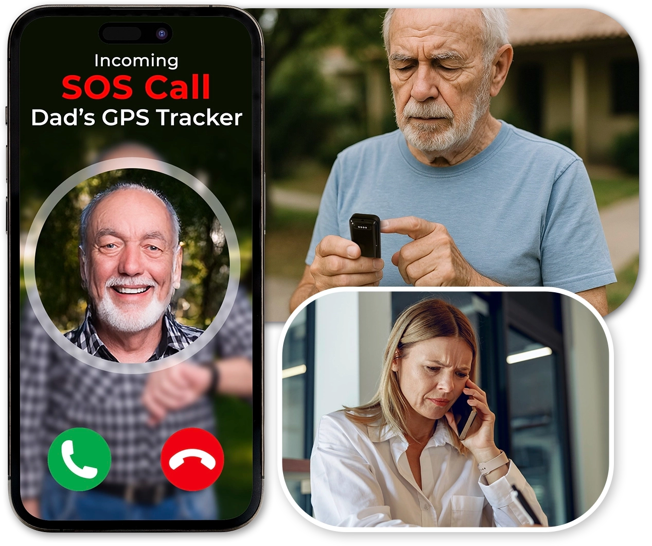 Senior medical alert wearable SOS button, sms text alerts and GPS location alerts, auto dialing emergency contacts for elderly living alone