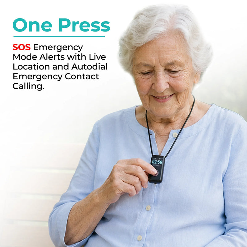 Wearable GPS emergency response device for seniors featuring one press SOS button and automatic emergency monitoring with sms alerts and autodial call