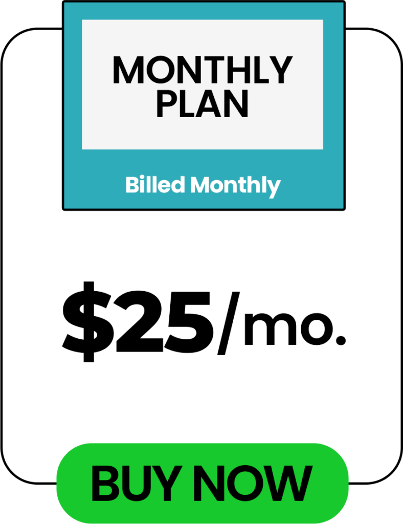 $25 mo Plan Chart for Website