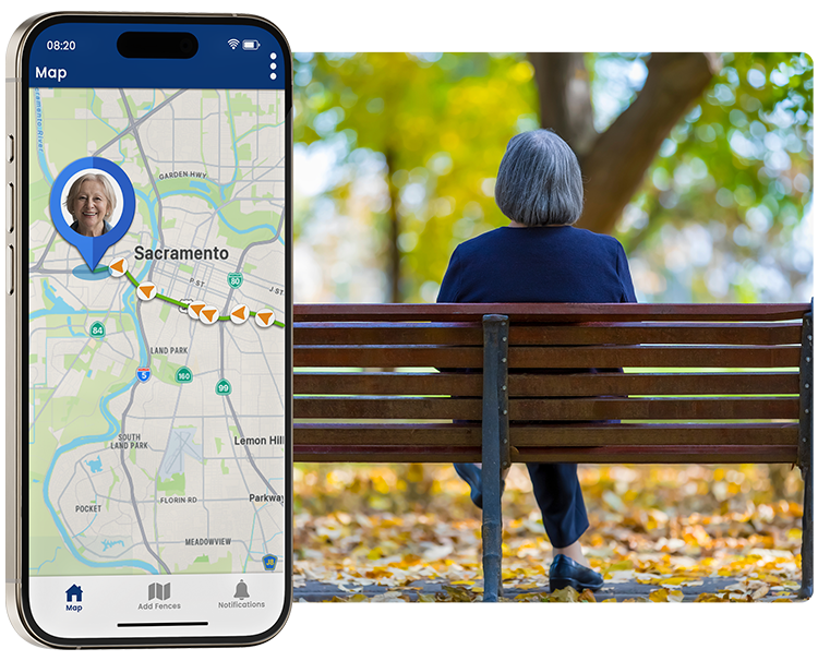 Live GPS tracking map on SecuLife mobile app for elderly safety