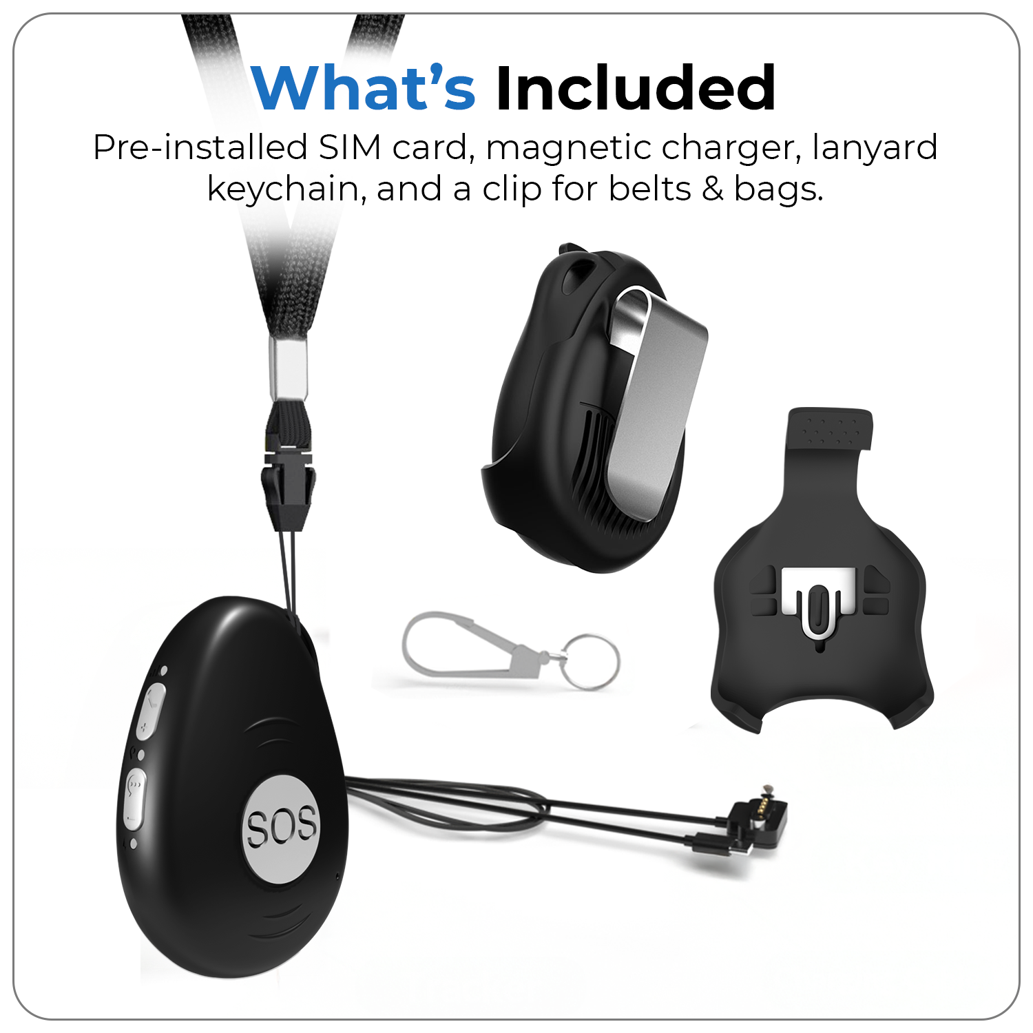 What’s Included with the SecuLife ES7 – GPS Device, Lanyard, Keychain, and Belt Clip