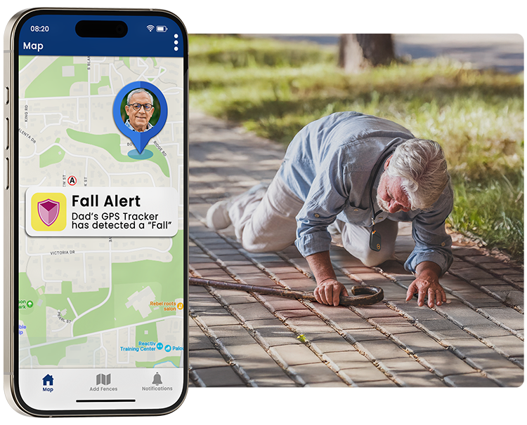 Fall detection GPS tracker with instant alerts for elderly adults