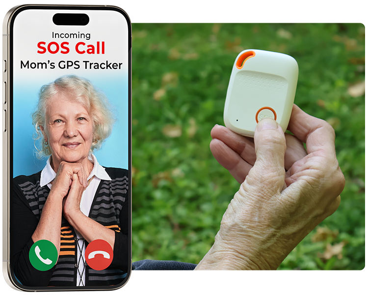 SOS emergency call button for senior GPS tracker by SecuLife