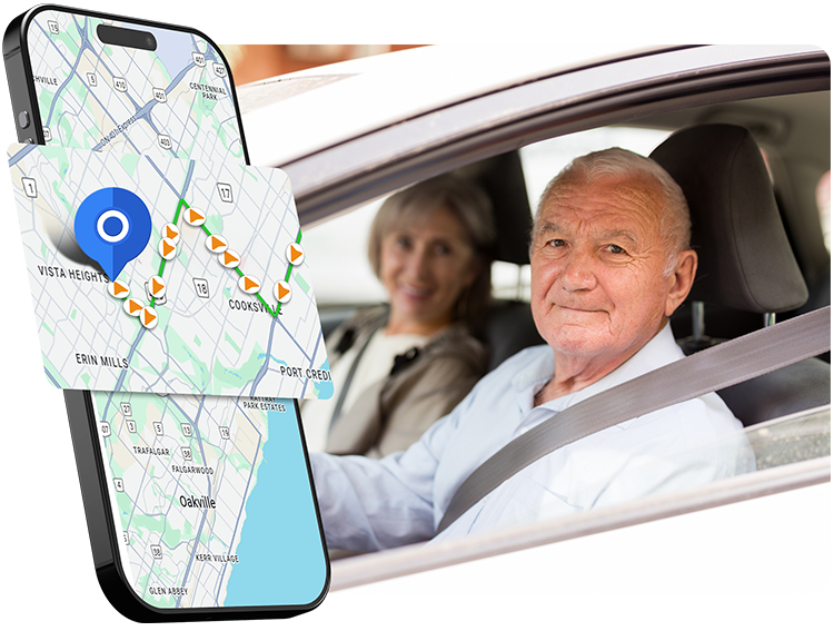 GPS tracking and historical route playback for elderly couple safety