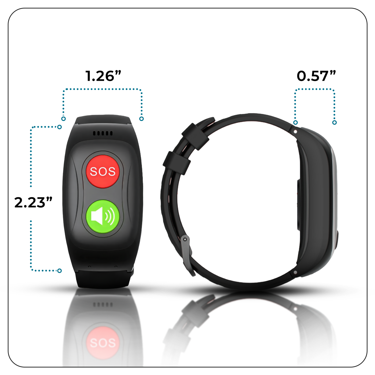Dimensions of SecuLife SOS wristband for elderly wrist fit