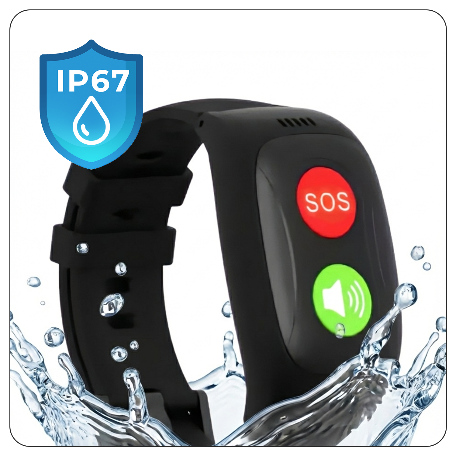Durable IP67 waterproof and dustproof SOS wristband design