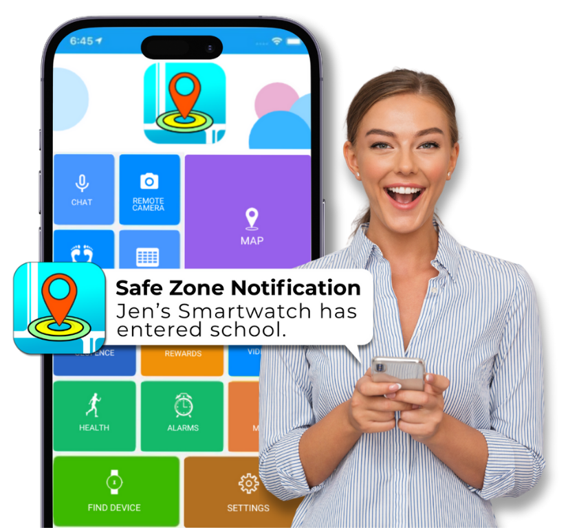 Seculife kids smartwatch with parental control app for monitoring child safety and communication