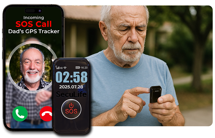 Button with AutoDial Emergency Calls and Speakerphone