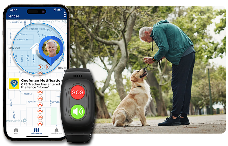 Geofencing safety notifi cations for SecuLife SL17 elderly safety wristband