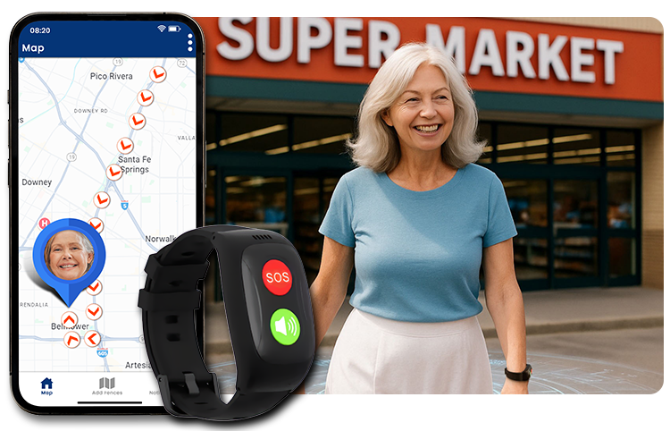 Geofencing safety notifications for SecuLife SL17 elderly safety wristband