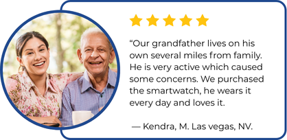 Testimonial of a grandfather explaining how the senior safety smartwatch supports independence